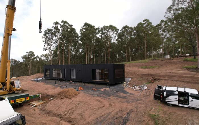 Modern modular cabin under construction by Arcopod – offsite building innovation