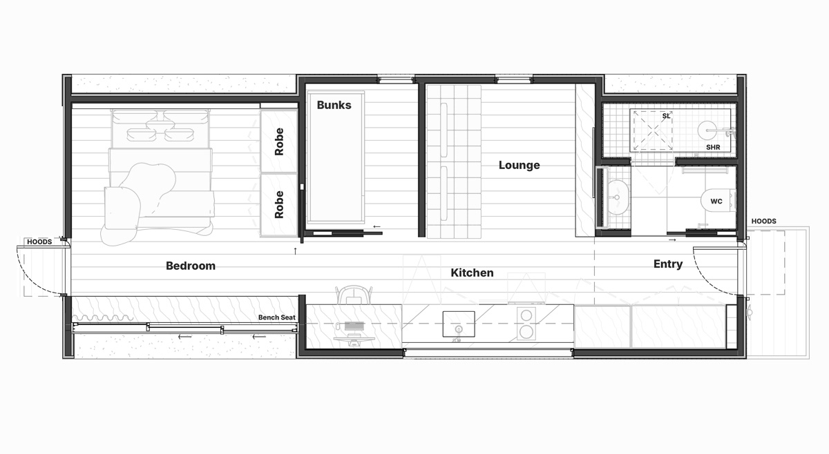 The Waco cabin floor plan