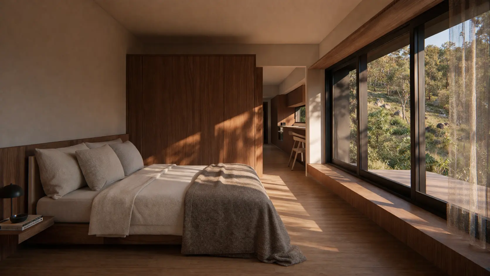 Interior photo of the waco cabin display cabin